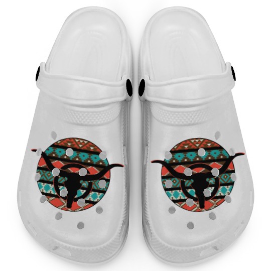 Retro Cow Skull Clogs