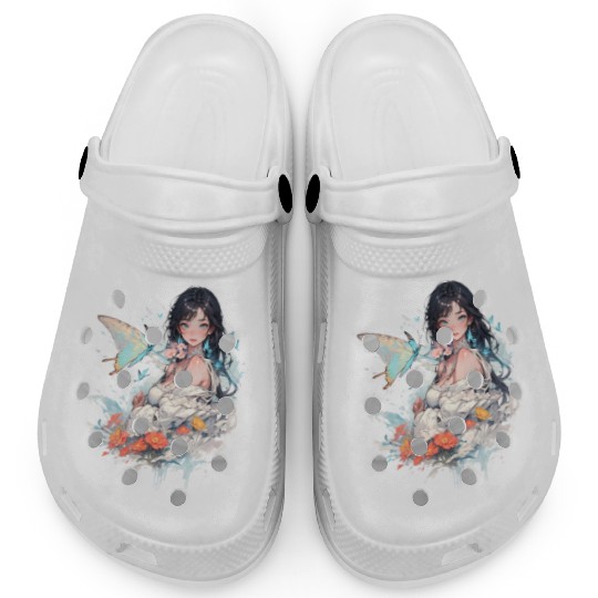 beautiful lady and butterfly Clogs