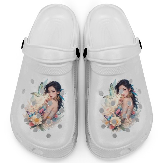 lady flower butterfly Clogs