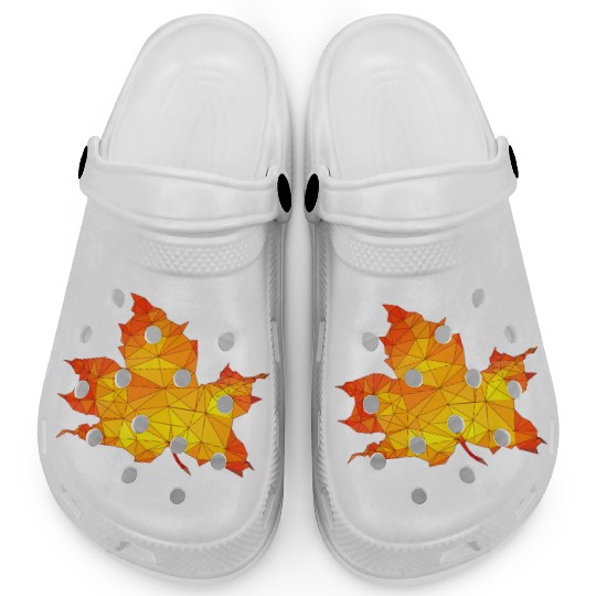 Polygonal Autumn Maple Tree Leaf Poly Art Clogs