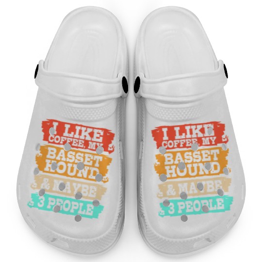 Retro Dog And Coffee Basset Hound Dog Clogs