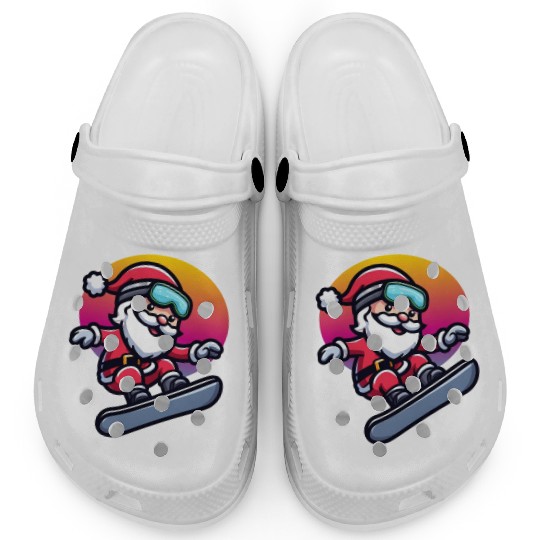 Santa Claus on snowboard Clogs