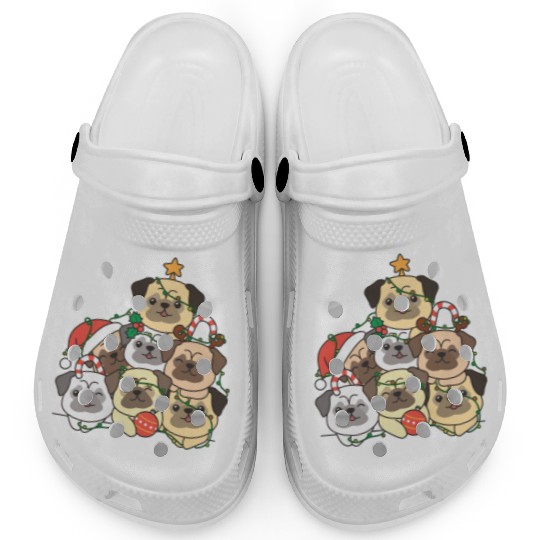 Pug Christmas Tree Funny Animal Christmas Clogs