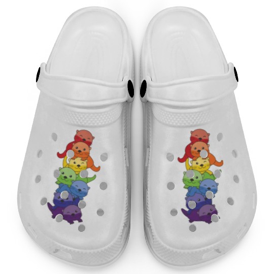 Rainbow Flag Pride Lgbtq Cute Otter Stack Clogs