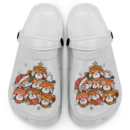 Red Panda Christmas Tree Funny Animal Clogs