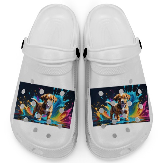 Cute Puppy Made of Liquid Colours Clogs