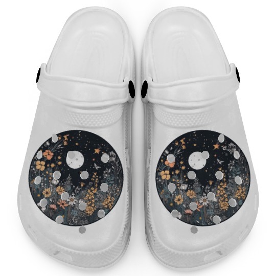 Midnight Sky Aesthetic Meadow Flower Garden Graphi Clogs