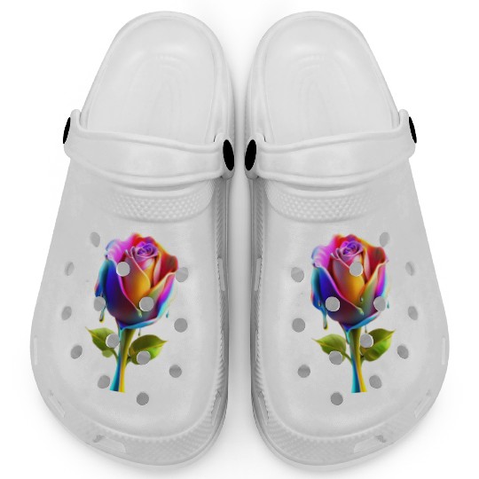 3d Rose with running colors Clogs