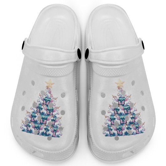Unicorn Christmas Tree Design Clogs