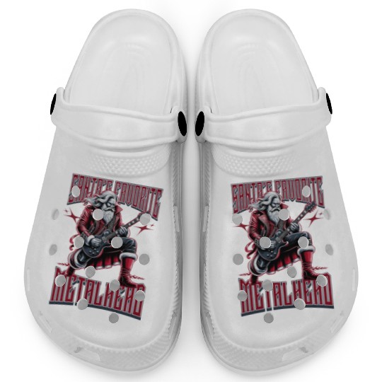 Christmas Rock & Roll Heavy Metal Santa Guitarist Clogs