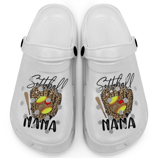 Softball Nana Leopard Game Day Softball Lover Clogs