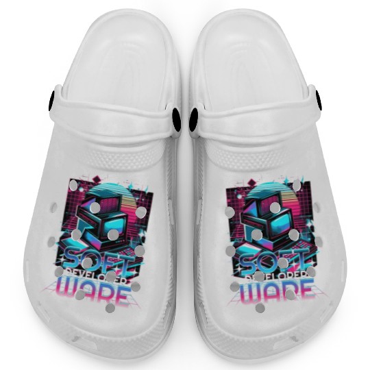 Retro Neon Software Developer Vibes 90s Clogs