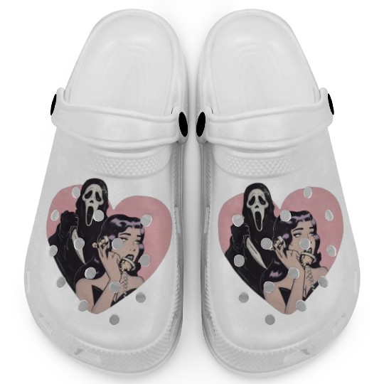 ghostface phone call love heart Clogs