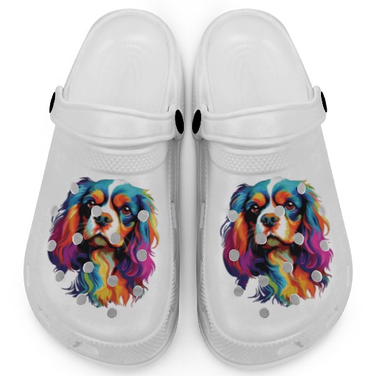 Watercolor Colorful Cavalier King Charles Spaniel Clogs