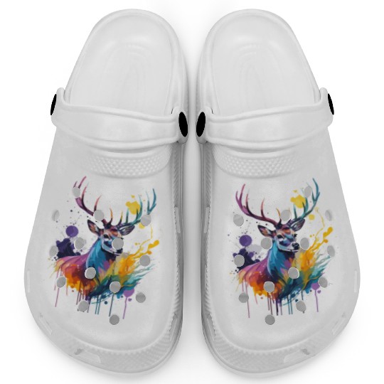 Watercolor painting deer Clogs