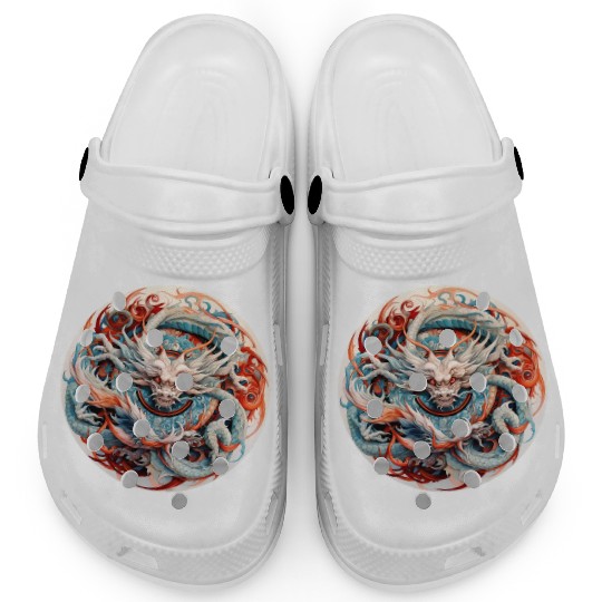 Chinese Dragon Mandala Art Clogs
