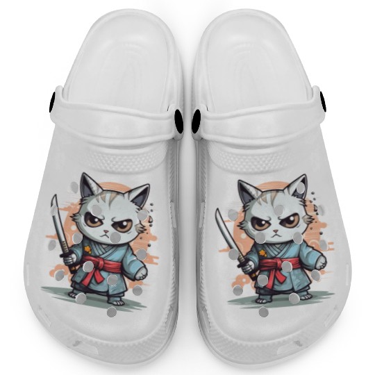 Cute Samurai Cat Kawaii Japanese Ronin Aesthetic A Clogs