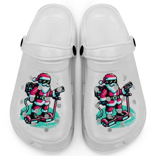 Witty 8-Bit Cyberpunk Santa Clogs