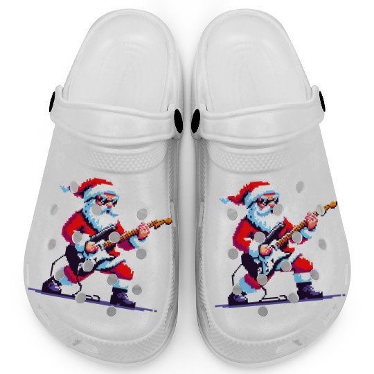 Rocking Santa 8-Bit Pixel Art Clogs