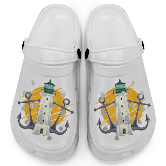 Full moon ship anchor gift lighthouse Clogs