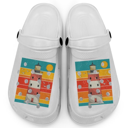 Retro full moon sea gift lighthouse Clogs