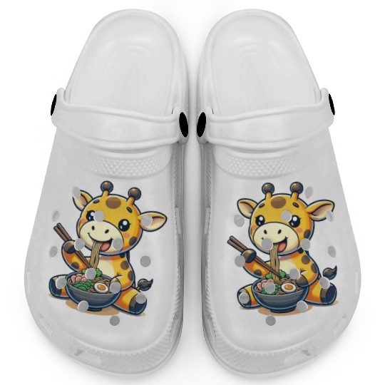 Cute Giraffe Eats Ramen Noodles Giraffe Ramen Clogs