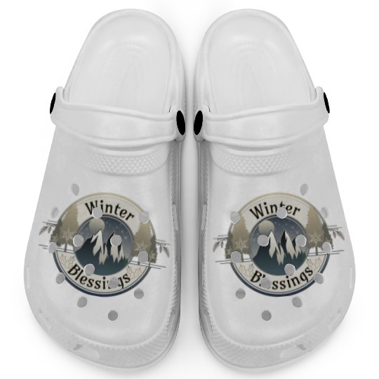 Winter Blessings Mountains and Star Light Badge Clogs
