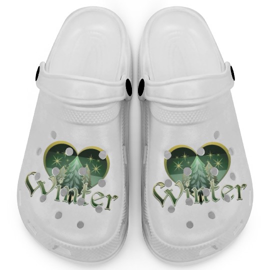 Winter Heart Evergreen Retro Sunset Clogs