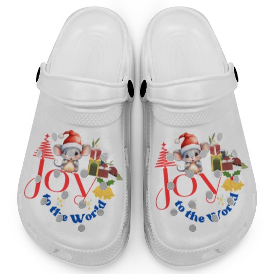 Joy to the World Christmas combination art white Clogs