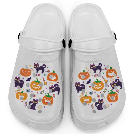 Halloween Pumpkin Cat Clogs