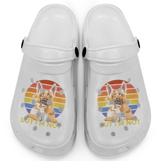 Funny Vintage German Shepherd Dog and Coffee Lover Clogs