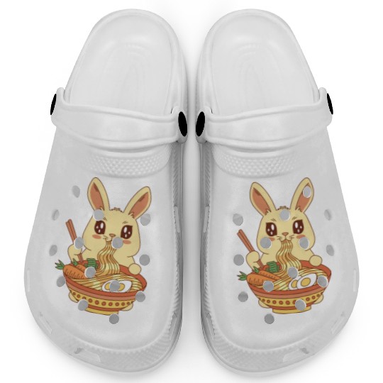 Funny Cute Japanese Anime Bunny Eating Vegetables Clogs