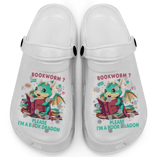 bookworm Please I'm A Book Dragon, Unisex graphic Clogs