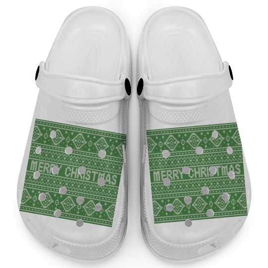 Sage Green Ugly Sweater Christmas Snowflakes Fun Clogs