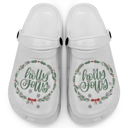 Holly Jolly Sage Green Christmas Wreath Fun Clogs