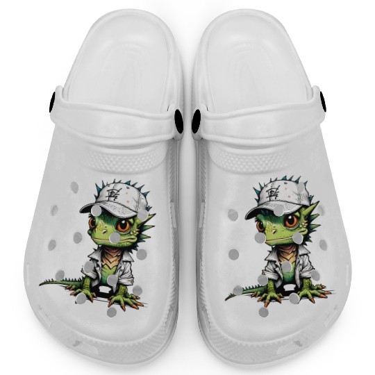 Cute lizard with cap Clogs