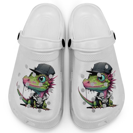 Cute lizard with cap Clogs