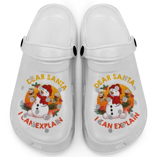 Schneemann Dear Santa I can Explain Funny Clogs
