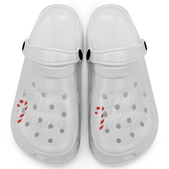 Hello Winter Christmas Candy Canes Clogs