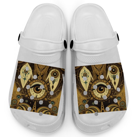 Abstract New Age 1920s Steampunk Design Clogs