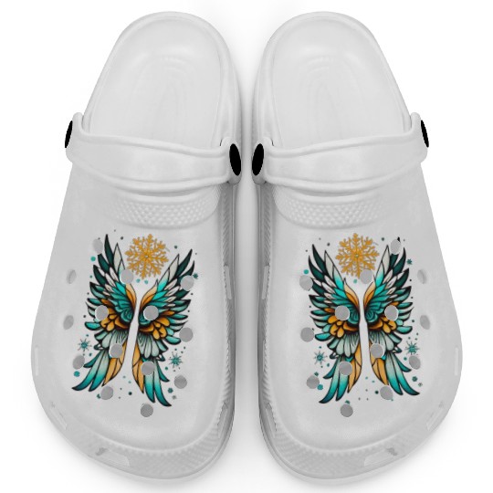 Angel Wings Embracing Snowflakes Clogs