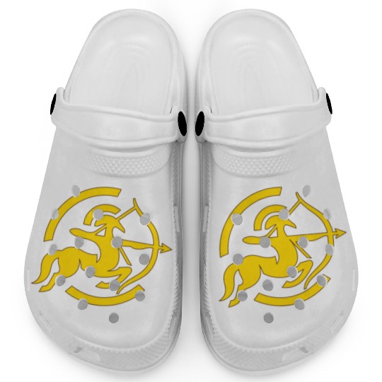 Zodiac Sagittarius Arc Icon Minimalistic Gold Clogs