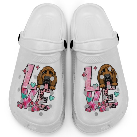 Bloodhound Dog I Love My Dog Valentines Day Clogs