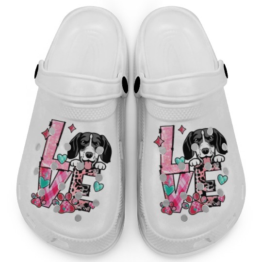 English Pointer I Love My Dog Valentines Day Clogs
