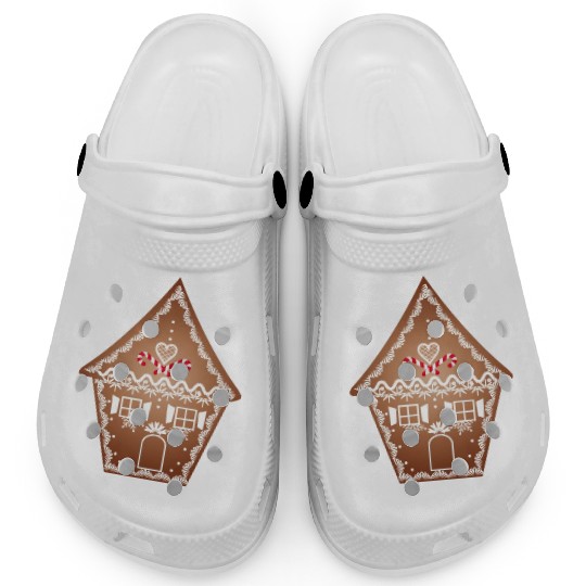 beautifully decorated gingerbread house for XMAS Clogs