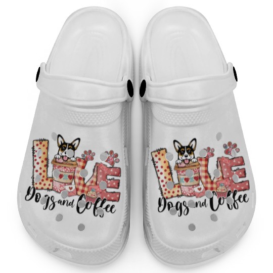 Corgi Dog Coffee Lover Dog Mom Valentines Day Clogs
