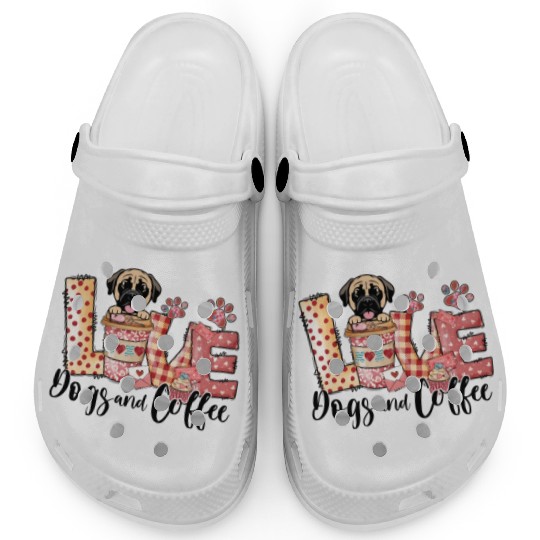 Mastiff Dog Coffee Lover Dog Mom Valentines Day Clogs