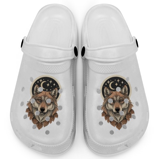 Wolf Moon Stars Design Clogs