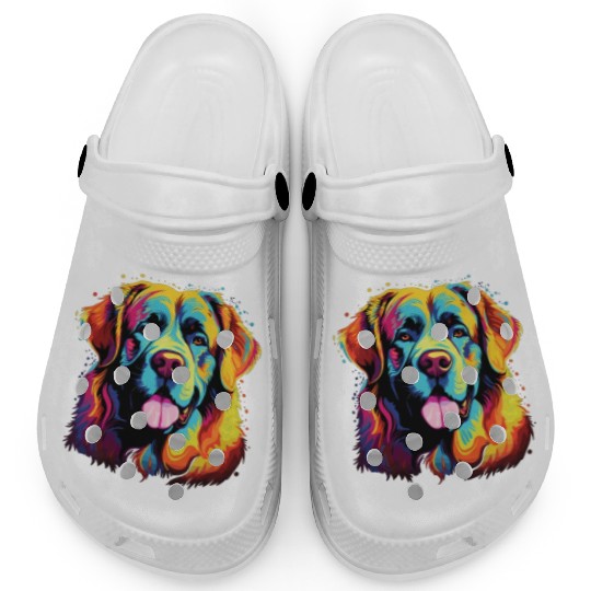 Watercolor Colorful Great Pyrenees Clogs