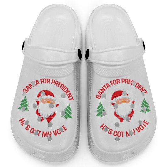 Santa For President Christmas Tree Voting Voter Clogs